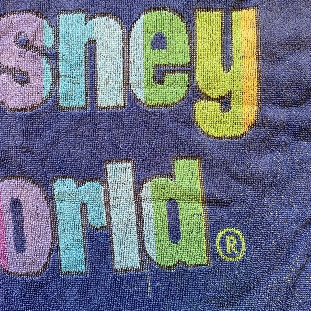 Vintage 80's Walt Disney Beach Towel Rainbow Castle Cotton 50